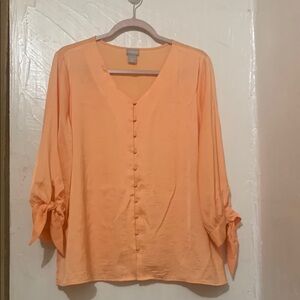 Peach Button-Up Women's Top